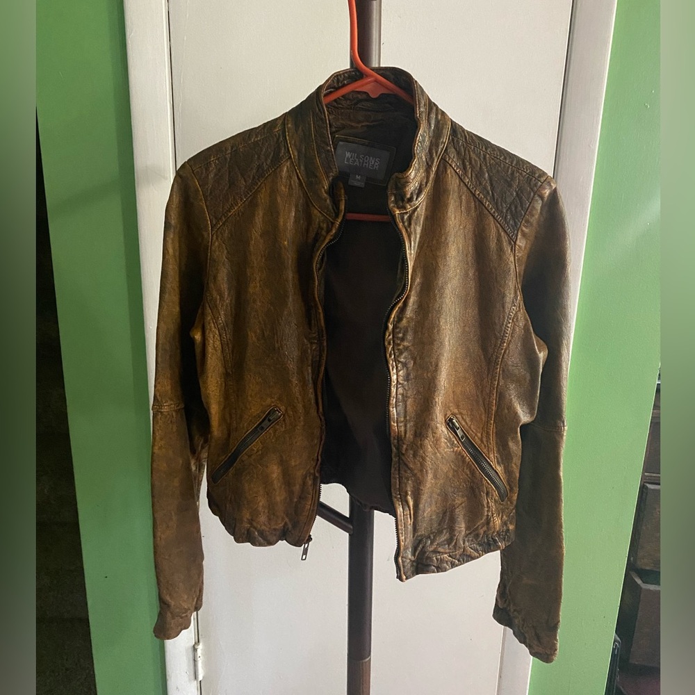 Wilson’s Leather Distressed Cropped Leather Jacket